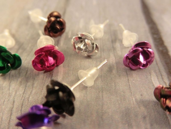 Mini Metall Blumen Ohrstecker Blüte Rose